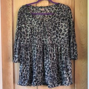 Women’s sheer leopard print shirt.
